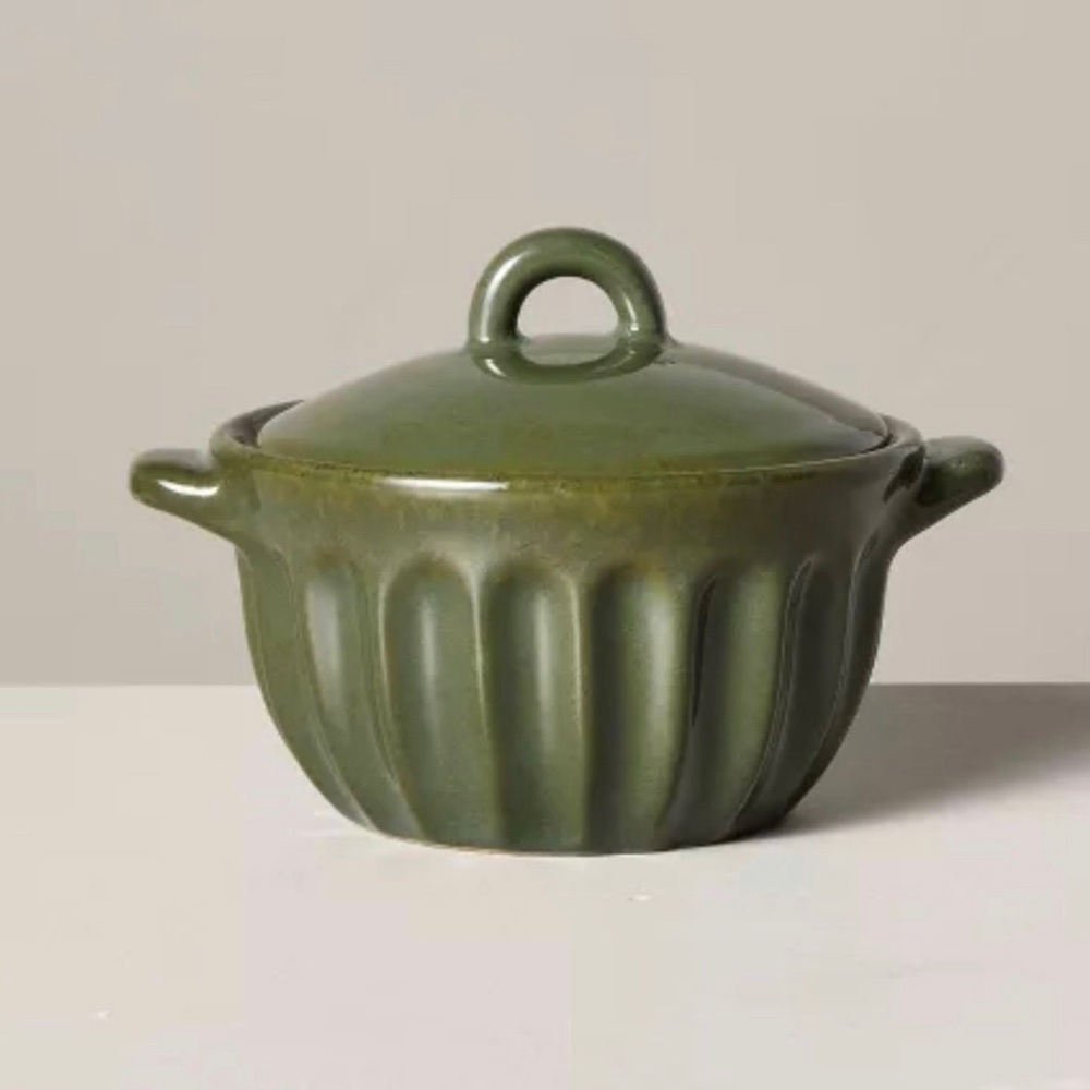 Scallop Stoneware Ramekin with Lid Green - Hearth & Hand™ with Magnolia
